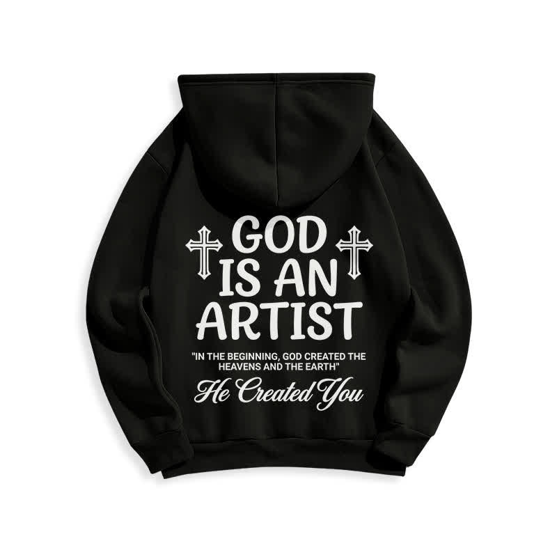 Christianartworkshop God Is An Artist Black Streetwear Pullover Hoodie - image 1
