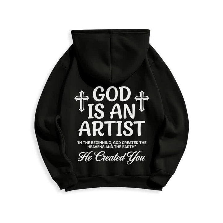 Christianartworkshop God Is An Artist Black Streetwear Pullover Hoodie - image 1