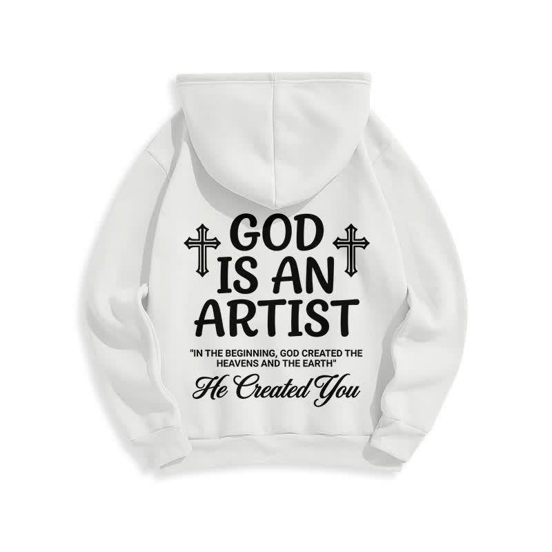 Christianartworkshop God Is An Artist Black Streetwear Pullover Hoodie - image 4
