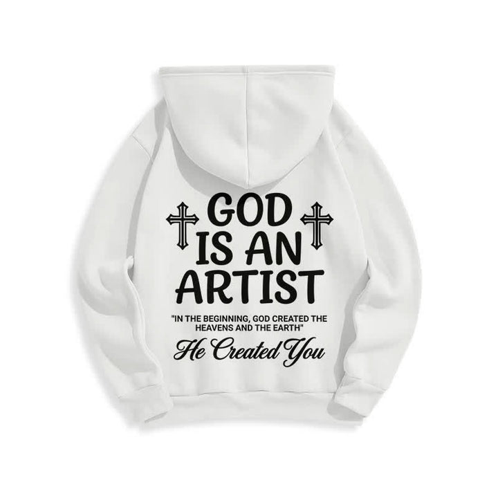 Christianartworkshop God Is An Artist Black Streetwear Pullover Hoodie - image 4