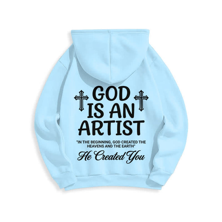 Christianartworkshop God Is An Artist Black Streetwear Pullover Hoodie - image 22