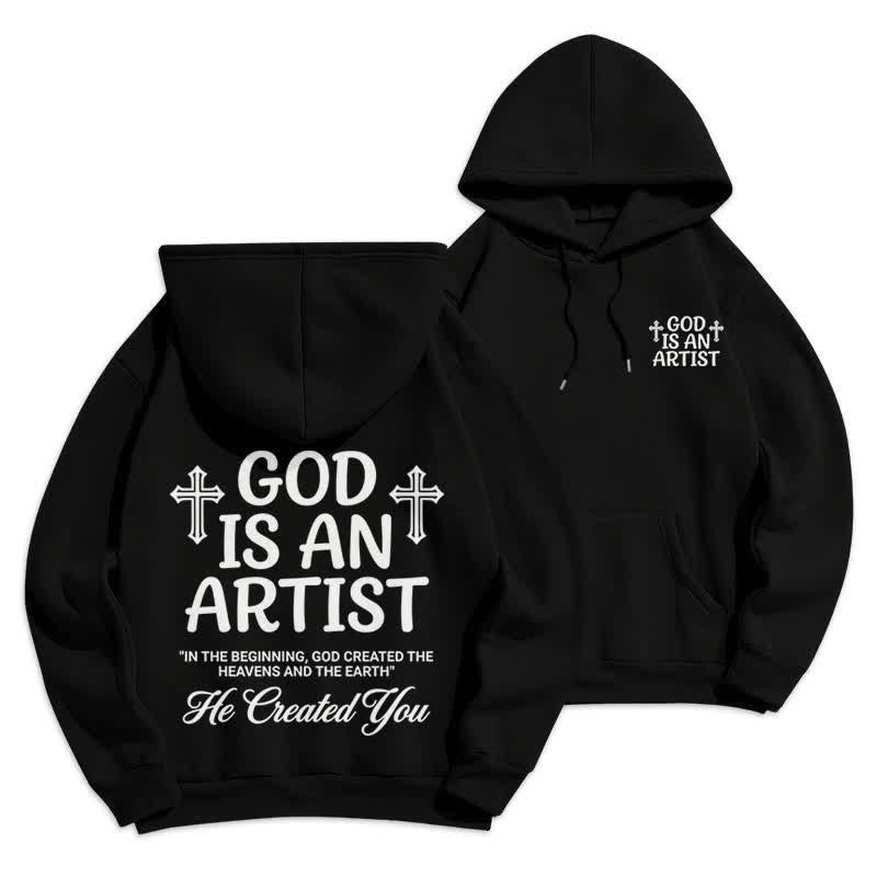 Christianartworkshop God Is An Artist Black Streetwear Pullover Hoodie - Black - 2XL - image 0
