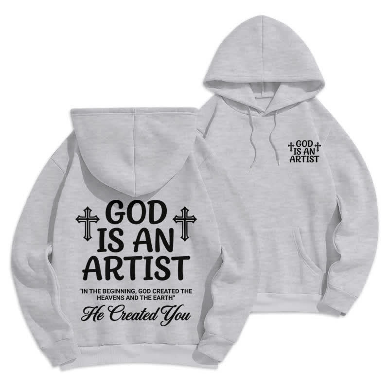 Christianartworkshop God Is An Artist Black Streetwear Pullover Hoodie - Grey - 2XL - image 18