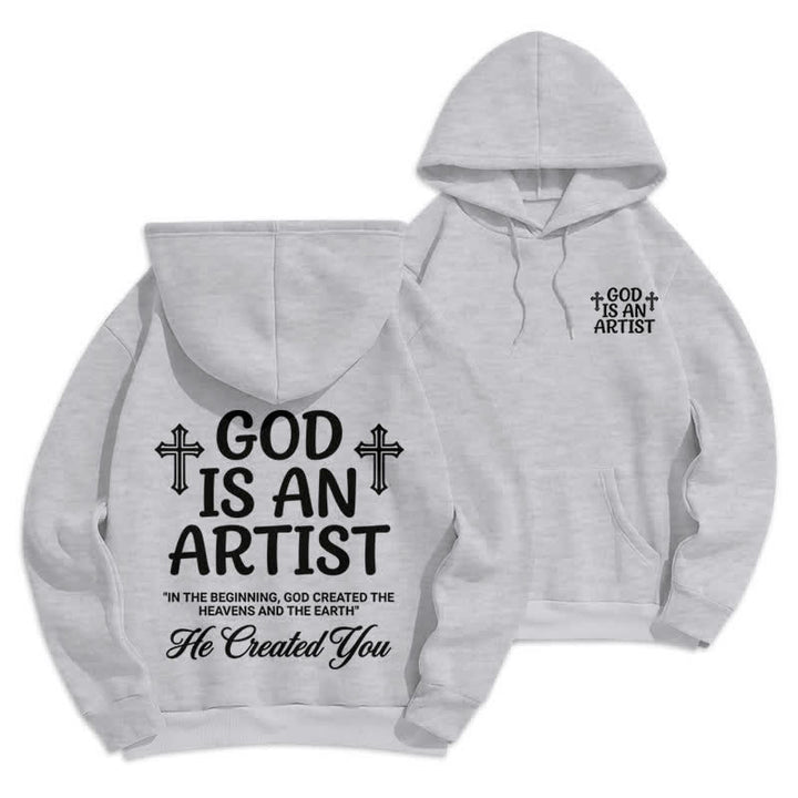 Christianartworkshop God Is An Artist Black Streetwear Pullover Hoodie - Grey - 2XL - image 18