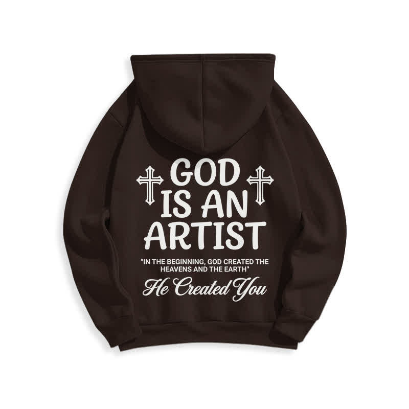 Christianartworkshop God Is An Artist Black Streetwear Pullover Hoodie - image 7