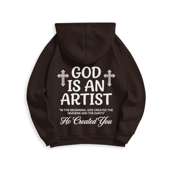 Christianartworkshop God Is An Artist Black Streetwear Pullover Hoodie - image 7