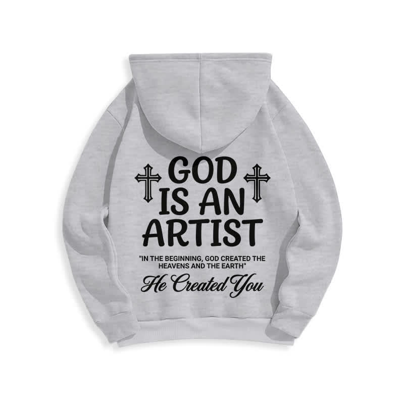 Christianartworkshop God Is An Artist Black Streetwear Pullover Hoodie - image 19