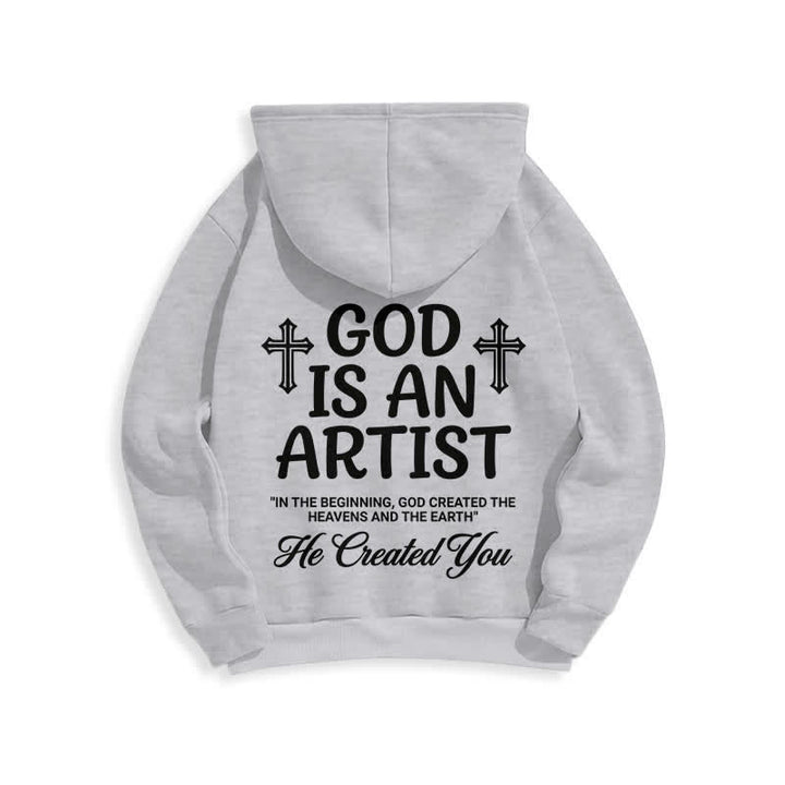 Christianartworkshop God Is An Artist Black Streetwear Pullover Hoodie - image 19