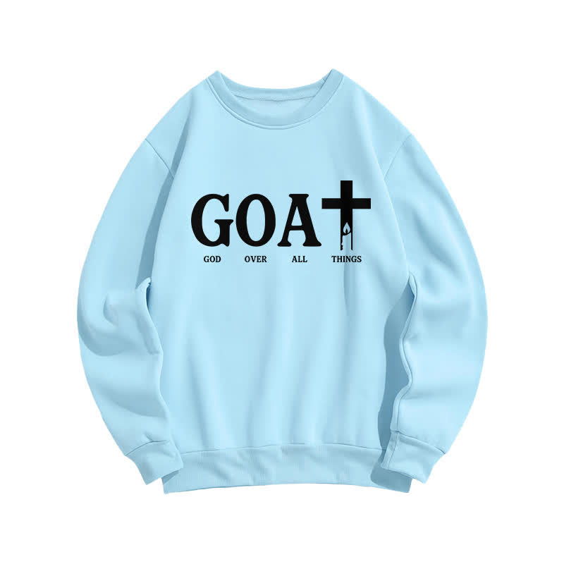 Christianartworkshop GOAT God Over All Things Crewneck Sweatshirt - Blue - 2XL - image 3