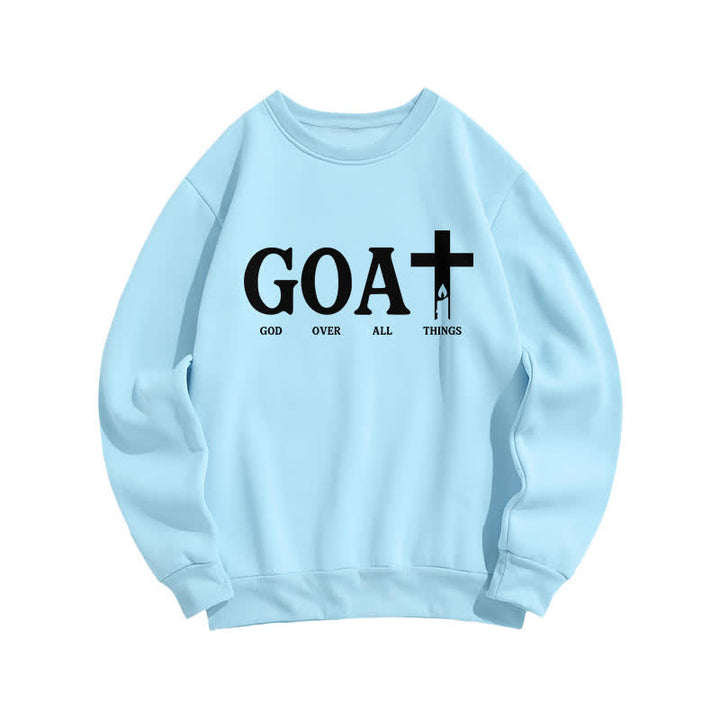 Christianartworkshop GOAT God Over All Things Crewneck Sweatshirt - Blue - 2XL - image 3