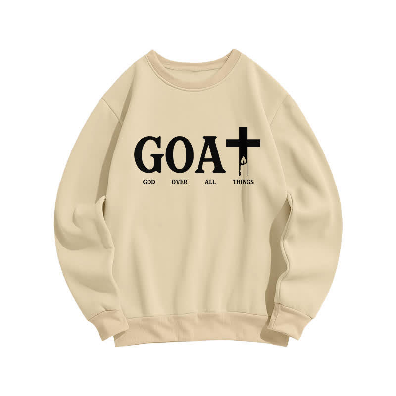 Christianartworkshop GOAT God Over All Things Crewneck Sweatshirt - Apricot - 2XL - image 1