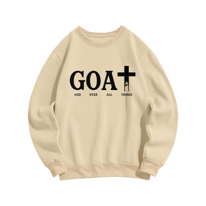Christianartworkshop GOAT God Over All Things Crewneck Sweatshirt - Apricot - 2XL - image 1