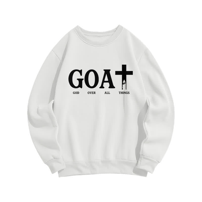 Christianartworkshop GOAT God Over All Things Crewneck Sweatshirt - White - 2XL - image 0