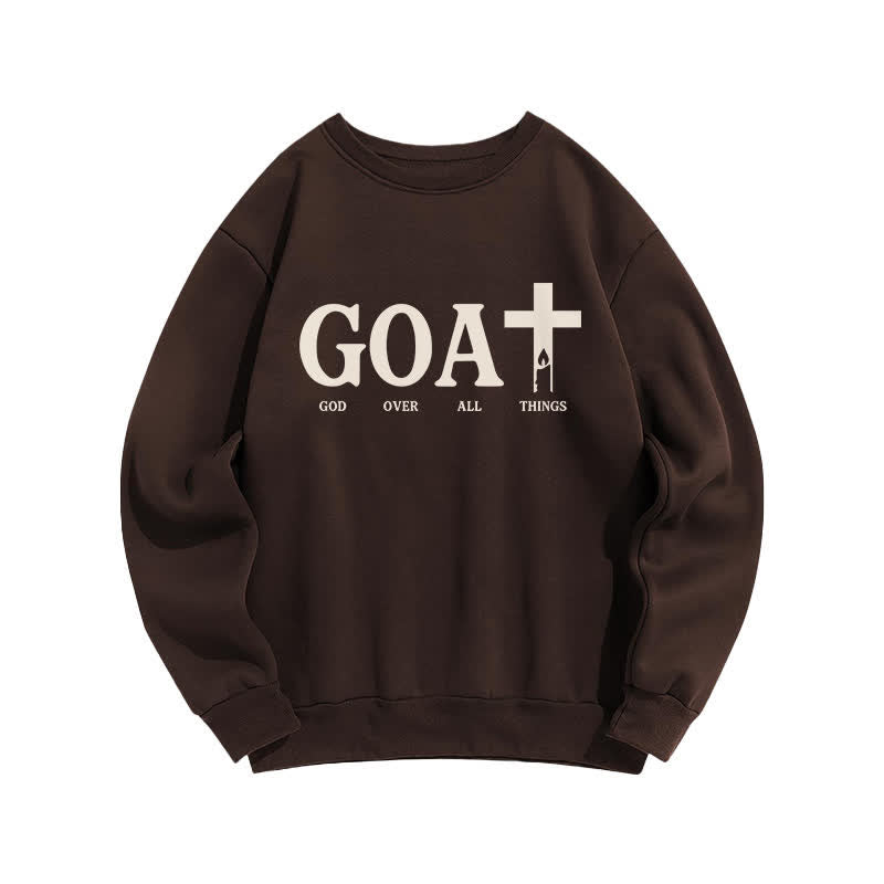 Christianartworkshop GOAT God Over All Things Crewneck Sweatshirt - Coffee - 2XL - image 4