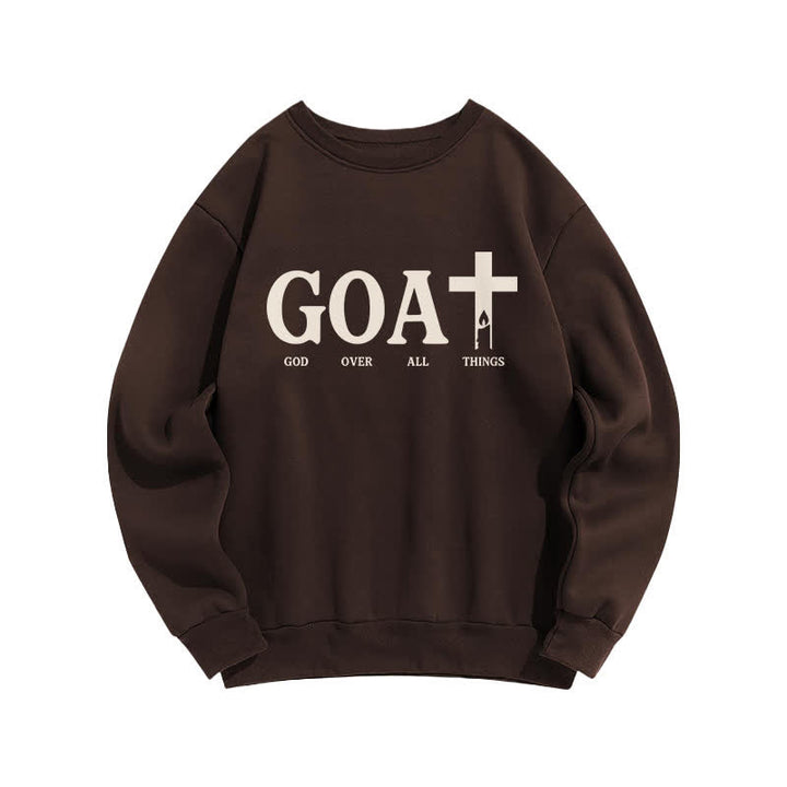 Christianartworkshop GOAT God Over All Things Crewneck Sweatshirt - Coffee - 2XL - image 4