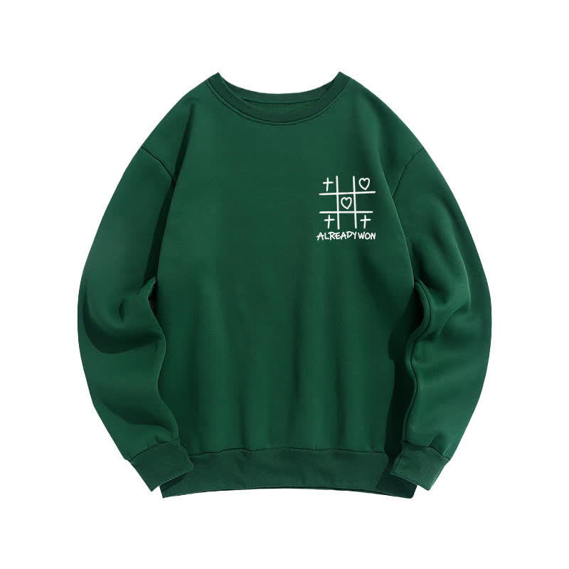 Christianartworkshop Already Won Cross Heart Graphic Black Crewneck Sweatshirt - image 14
