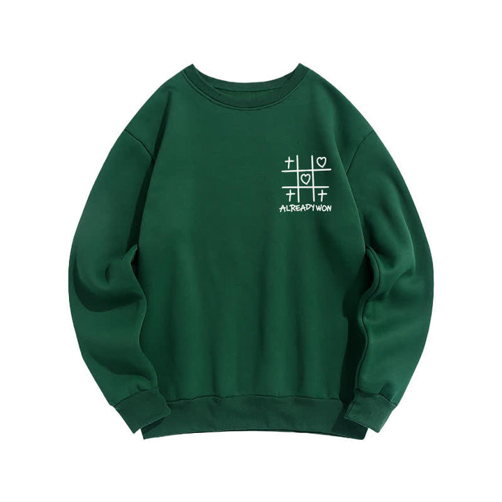 Christianartworkshop Already Won Cross Heart Graphic Black Crewneck Sweatshirt - image 14