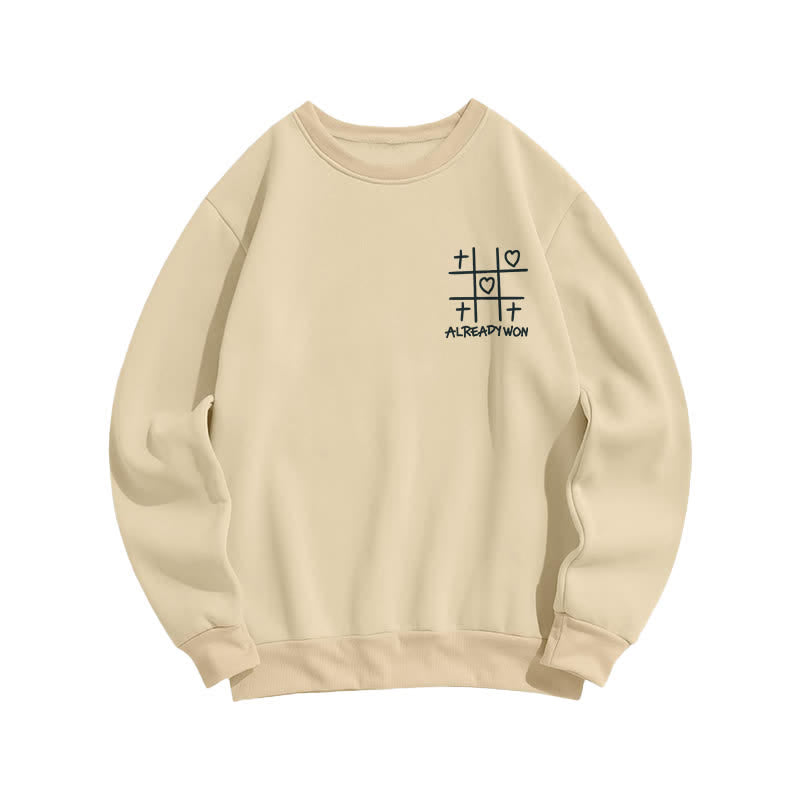 Christianartworkshop Already Won Cross Heart Graphic Black Crewneck Sweatshirt - image 8