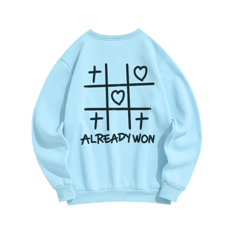 Christianartworkshop Already Won Cross Heart Graphic Black Crewneck Sweatshirt - image 10