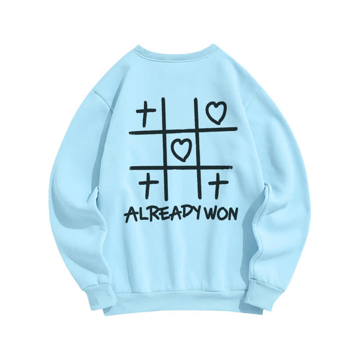 Christianartworkshop Already Won Cross Heart Graphic Black Crewneck Sweatshirt - image 10