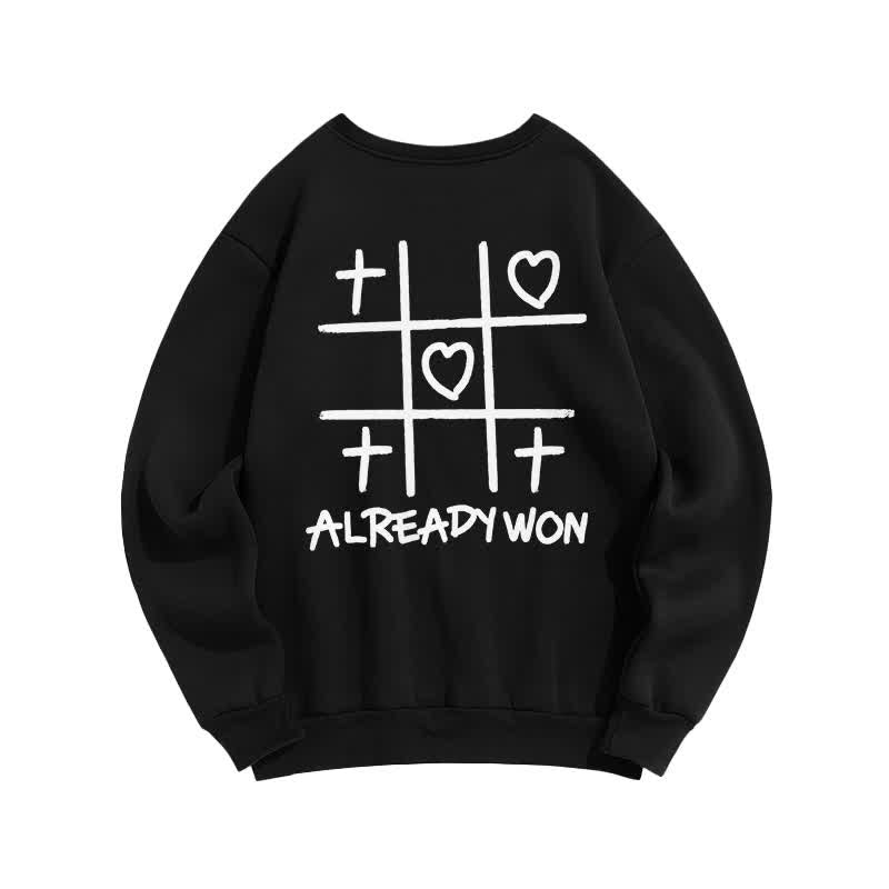 Christianartworkshop Already Won Cross Heart Graphic Black Crewneck Sweatshirt - image 1