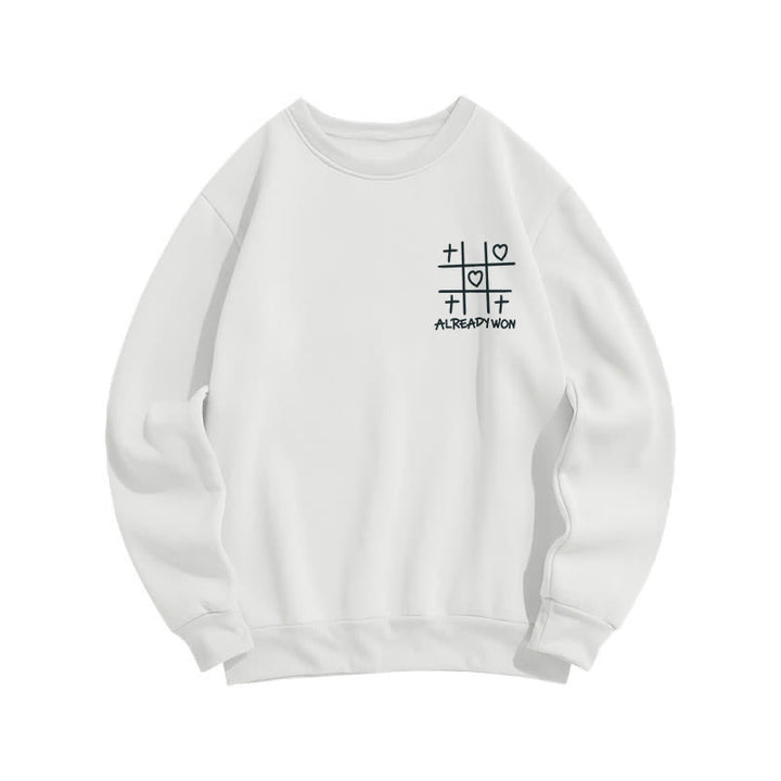 Christianartworkshop Already Won Cross Heart Graphic Black Crewneck Sweatshirt - image 5