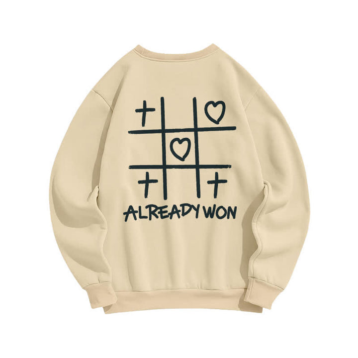 Christianartworkshop Already Won Cross Heart Graphic Black Crewneck Sweatshirt - image 7