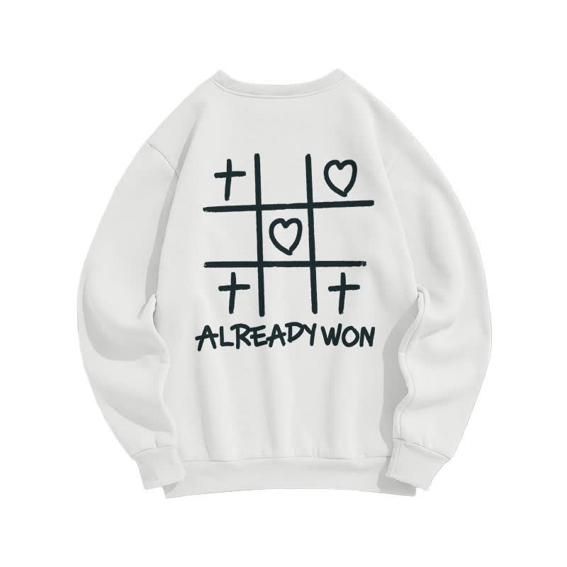 Christianartworkshop Already Won Cross Heart Graphic Black Crewneck Sweatshirt - White - 2XL - image 3