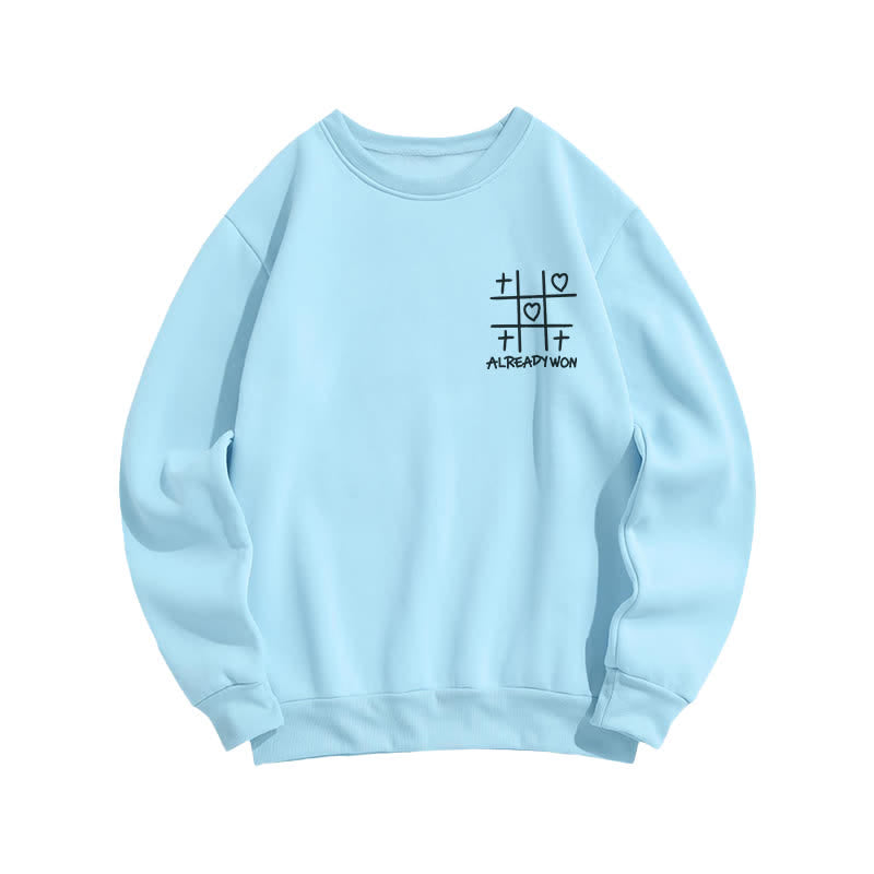 Christianartworkshop Already Won Cross Heart Graphic Black Crewneck Sweatshirt - image 11