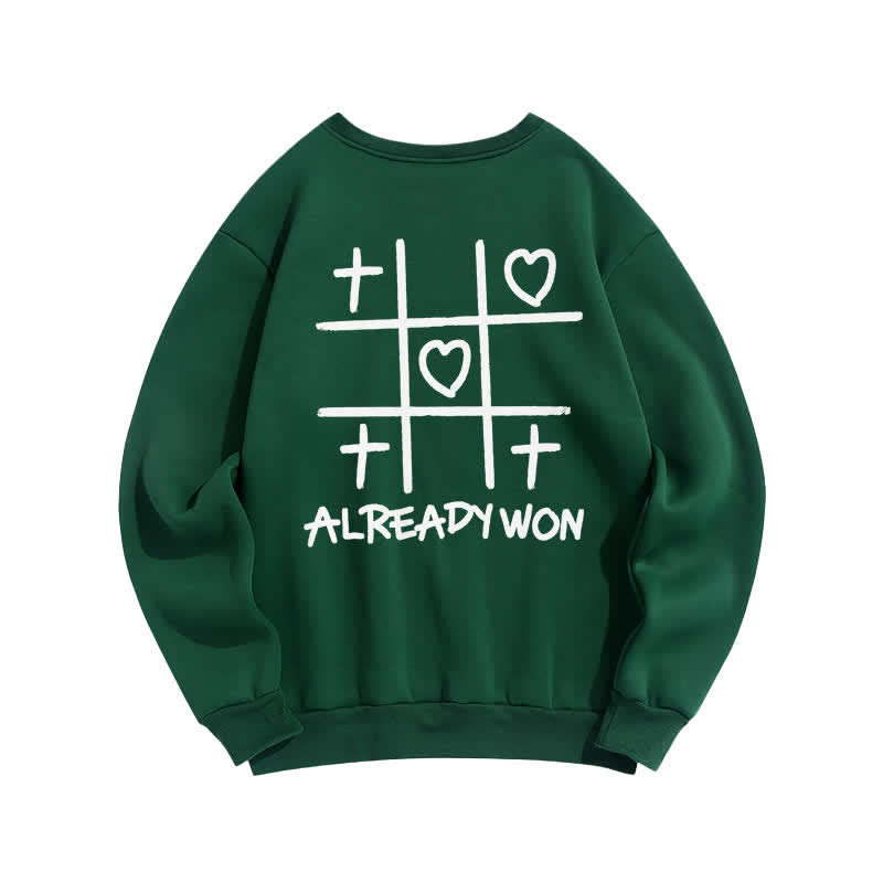 Christianartworkshop Already Won Cross Heart Graphic Black Crewneck Sweatshirt - image 13