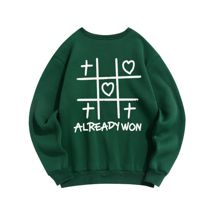 Christianartworkshop Already Won Cross Heart Graphic Black Crewneck Sweatshirt - image 13