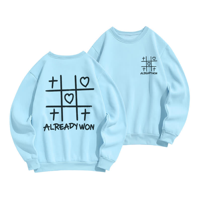 Christianartworkshop Already Won Cross Heart Graphic Black Crewneck Sweatshirt - Blue - 2XL - image 9
