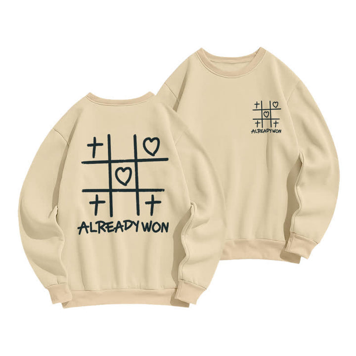 Christianartworkshop Already Won Cross Heart Graphic Black Crewneck Sweatshirt - Apricot - 2XL - image 6