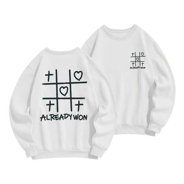 Christianartworkshop Already Won Cross Heart Graphic Black Crewneck Sweatshirt - image 4