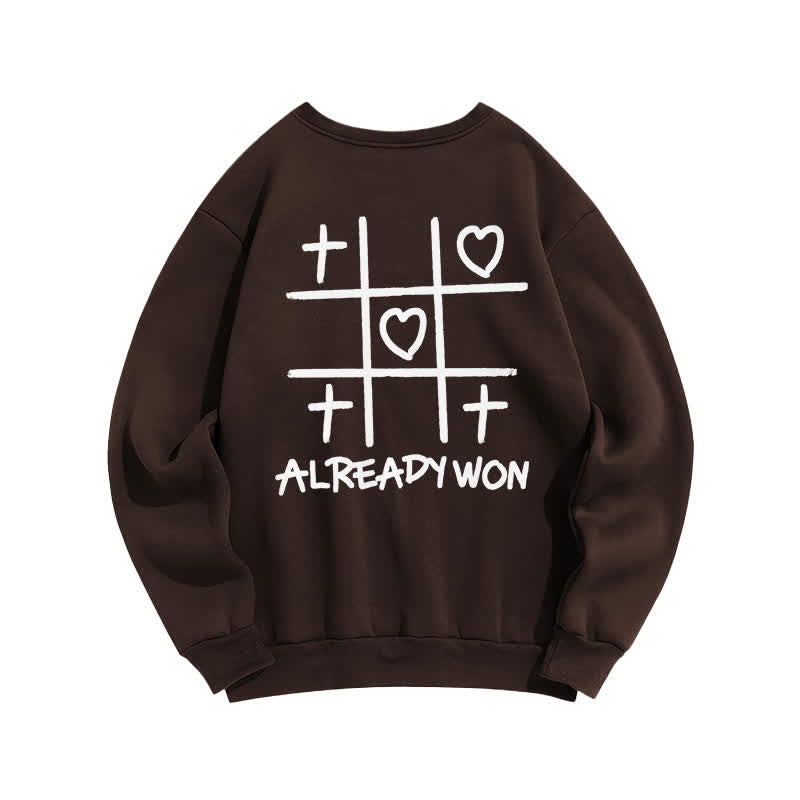 Christianartworkshop Already Won Cross Heart Graphic Black Crewneck Sweatshirt - image 16