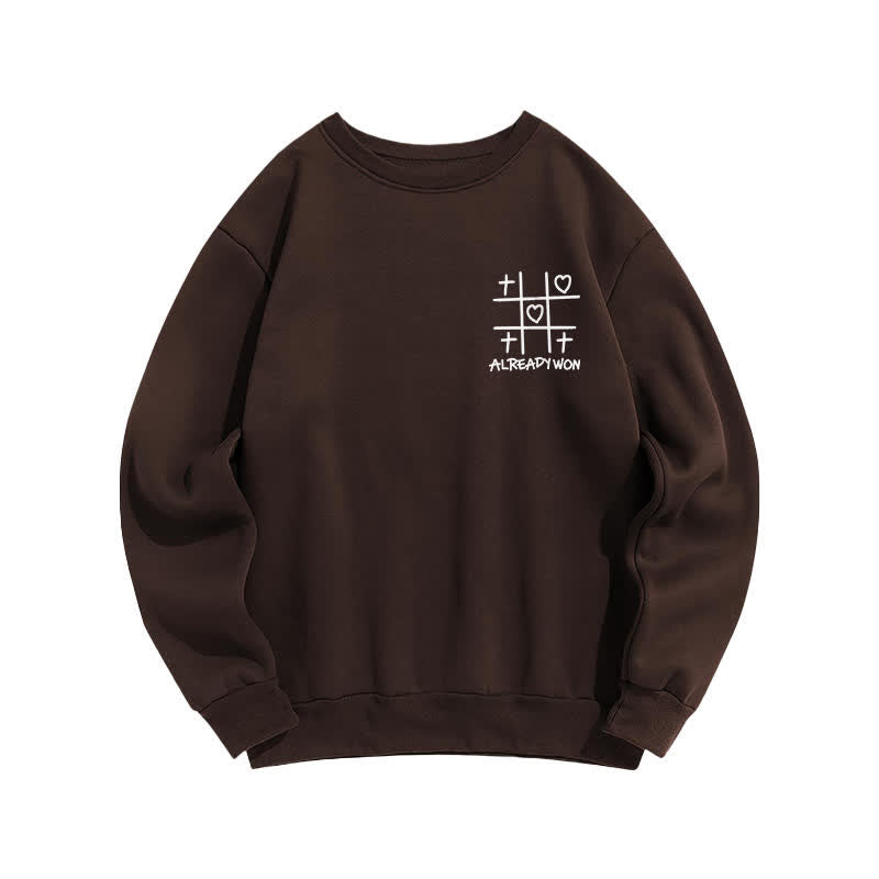 Christianartworkshop Already Won Cross Heart Graphic Black Crewneck Sweatshirt - image 17