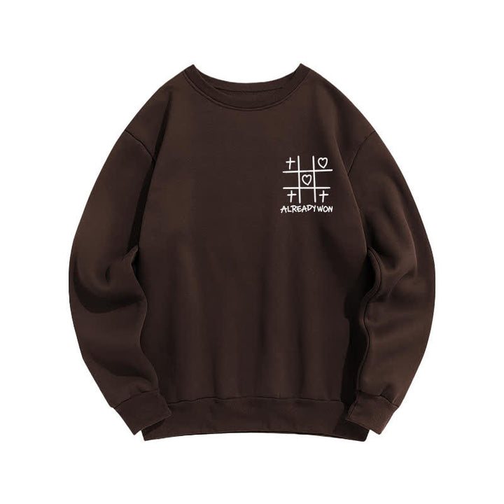 Christianartworkshop Already Won Cross Heart Graphic Black Crewneck Sweatshirt - image 17