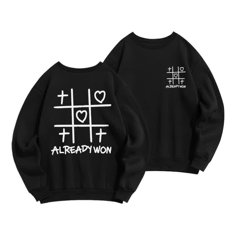 Christianartworkshop Already Won Cross Heart Graphic Black Crewneck Sweatshirt - Black - 2XL - image 0