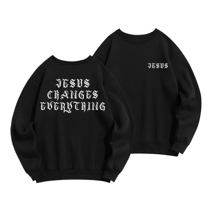 Christianartworkshop Jesus Changes Everything Gothic Back Print Sweatshirt - Black - 2XL - image 6