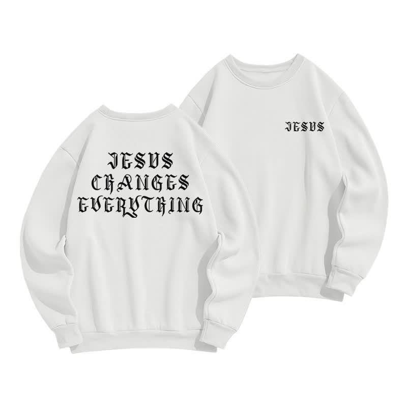 Christianartworkshop Jesus Changes Everything Gothic Back Print Sweatshirt - White - 2XL - image 3