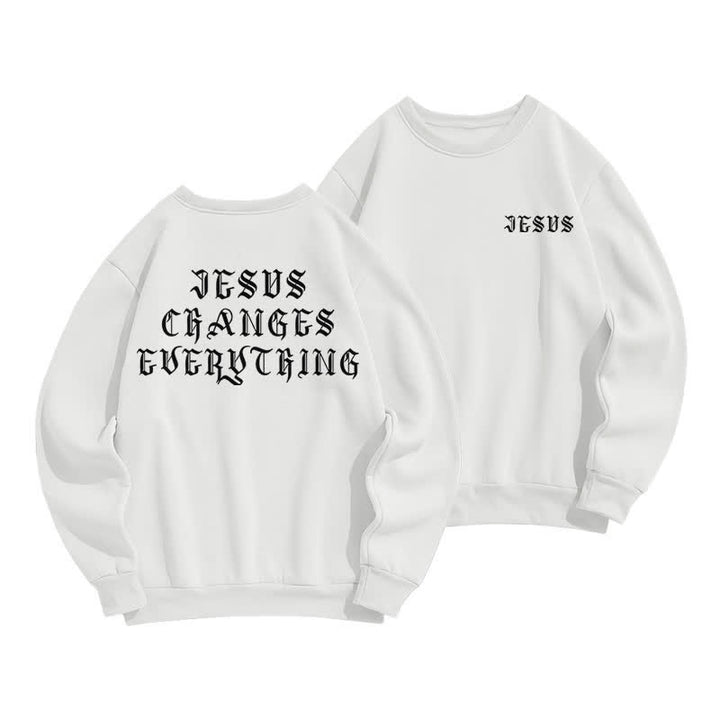 Christianartworkshop Jesus Changes Everything Gothic Back Print Sweatshirt - White - 2XL - image 3