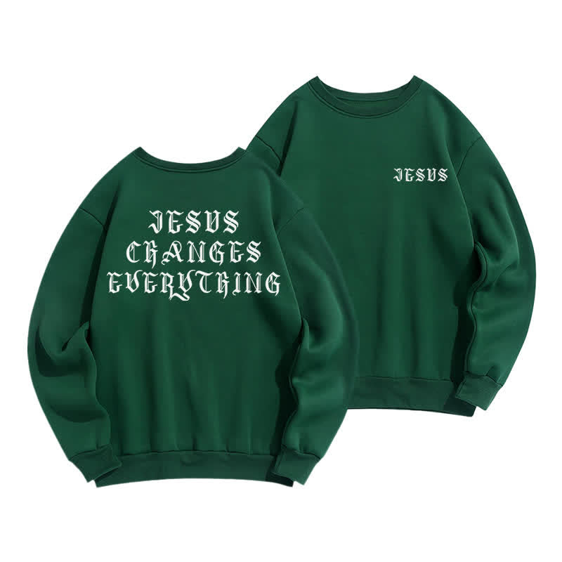 Christianartworkshop Jesus Changes Everything Gothic Back Print Sweatshirt - Green - 2XL - image 12