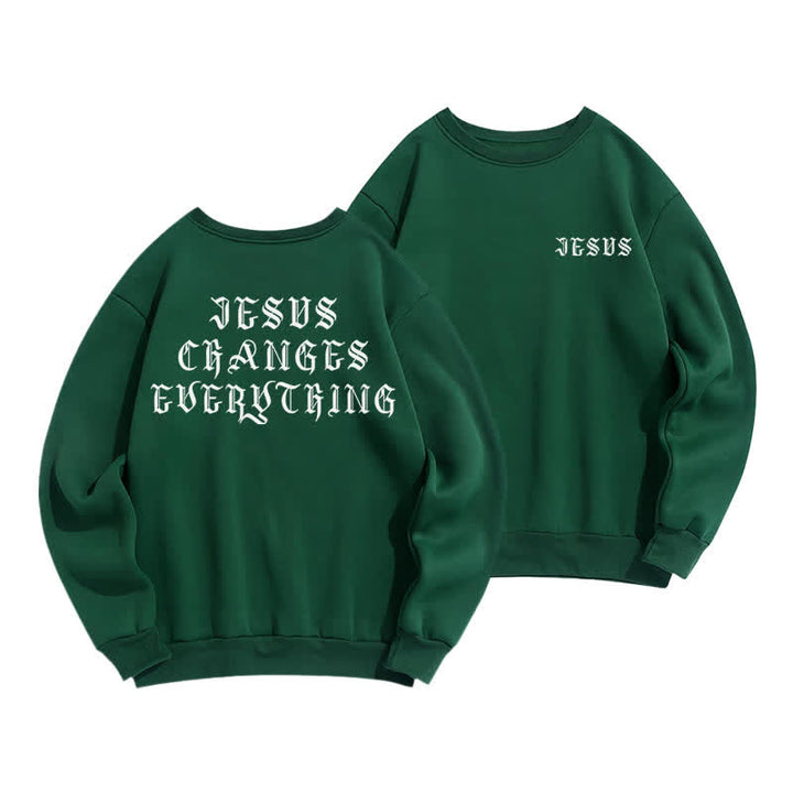 Christianartworkshop Jesus Changes Everything Gothic Back Print Sweatshirt - Green - 2XL - image 12