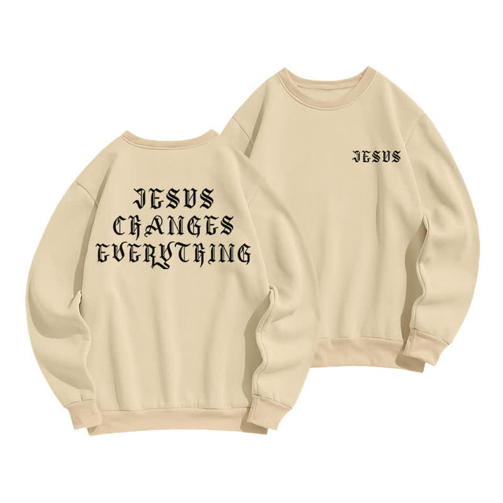 Christianartworkshop Jesus Changes Everything Gothic Back Print Sweatshirt - Apricot - 2XL - image 9