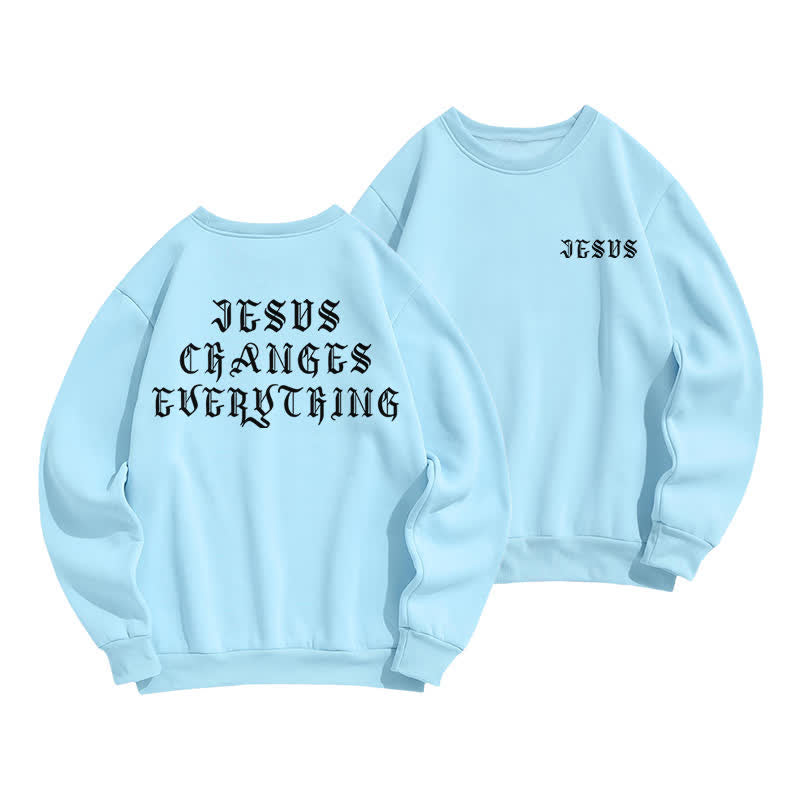 Christianartworkshop Jesus Changes Everything Gothic Back Print Sweatshirt - Blue - 2XL - image 0
