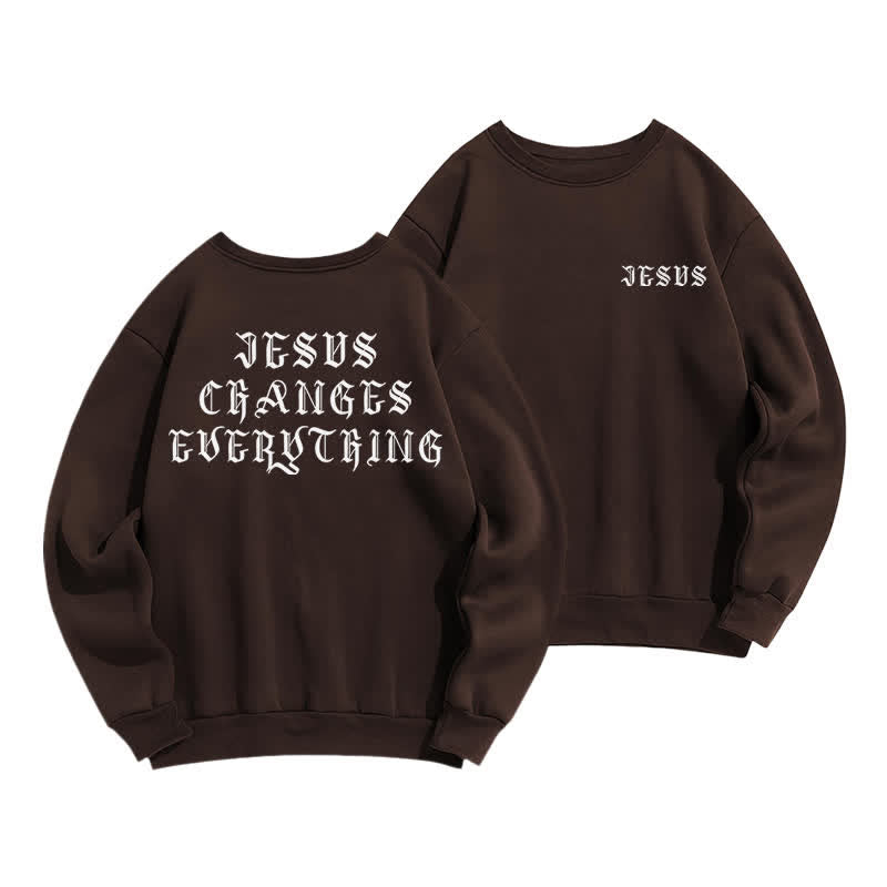 Christianartworkshop Jesus Changes Everything Gothic Back Print Sweatshirt - Coffee - 2XL - image 15
