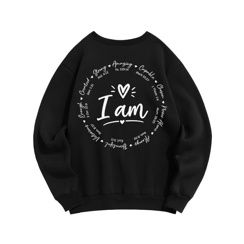 Christianartworkshop I Am Heart Circle Back Print Fleece Sweatshirt - image 10