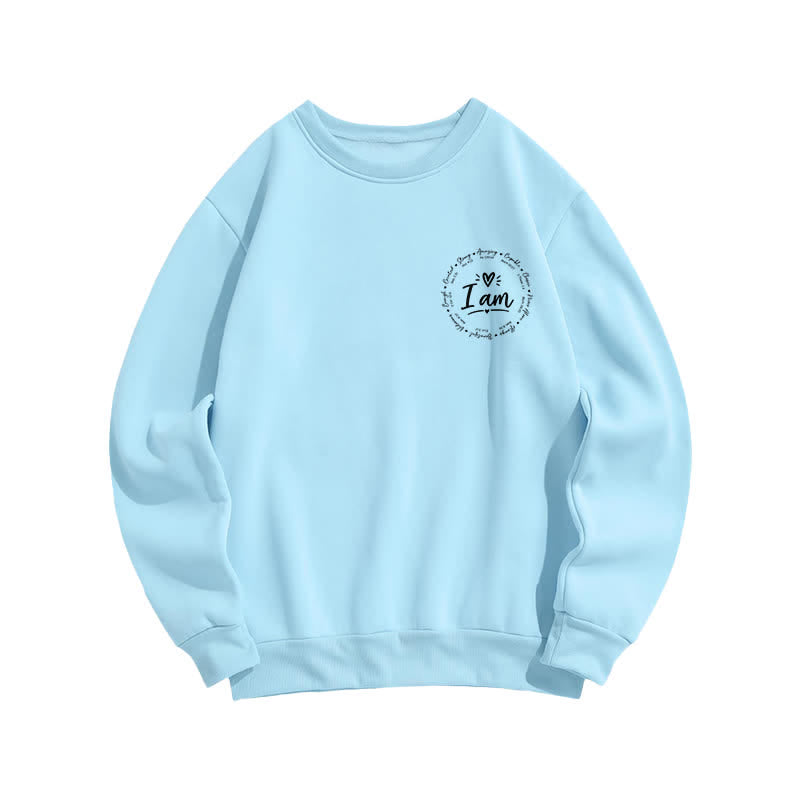Christianartworkshop I Am Heart Circle Back Print Fleece Sweatshirt - image 14