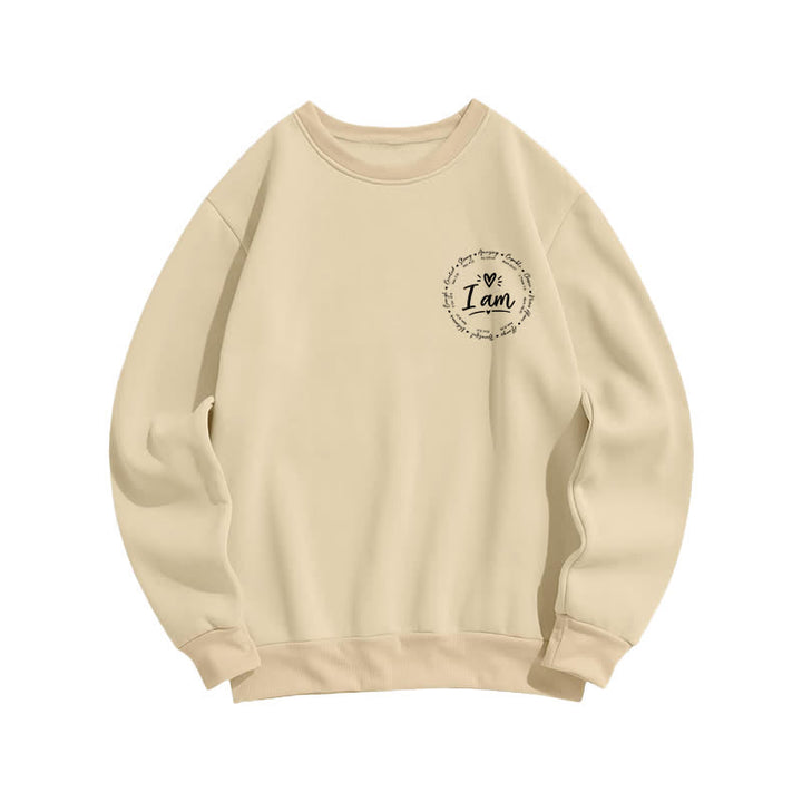 Christianartworkshop I Am Heart Circle Back Print Fleece Sweatshirt - image 8