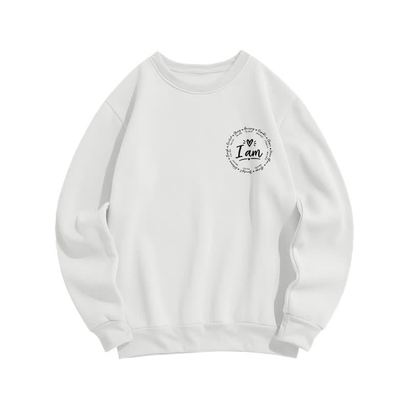 Christianartworkshop I Am Heart Circle Back Print Fleece Sweatshirt - image 5